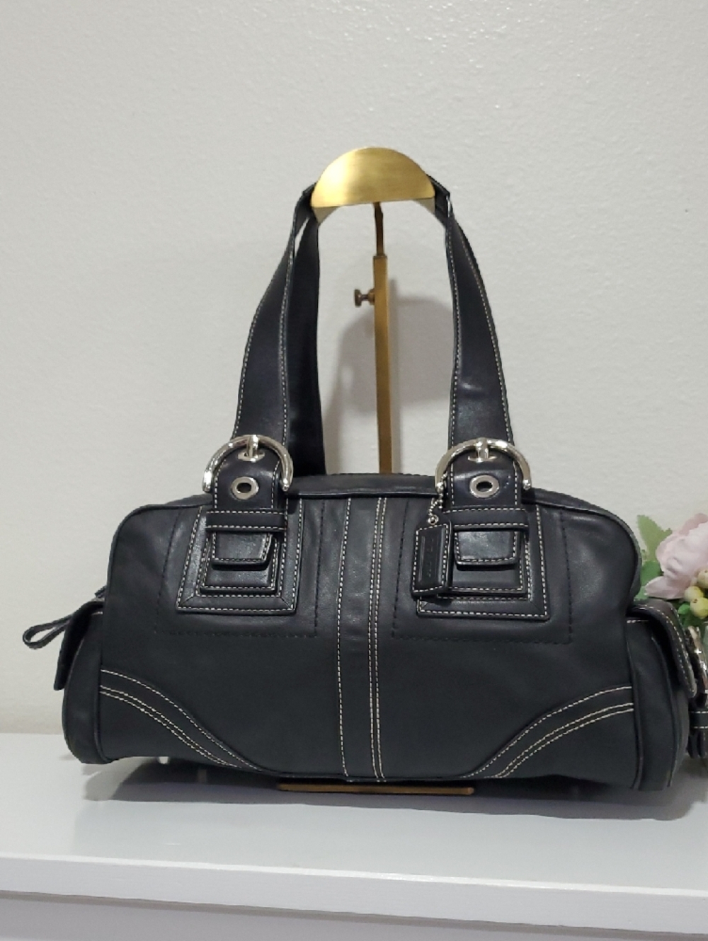 😍RARE VINTAGE Coach Mia Soho Y2K Black Leather Shoulder/Handbag 🖤 - Picture 3 of 16